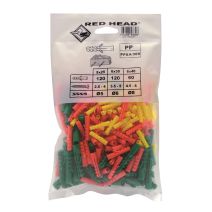 Sachet de cheville PP Ø5x25 + Ø6x30 + Ø8x40mm RED HEAD